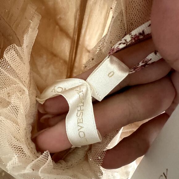 LoveShackFancy Ramsey Halter Ruffle Tiered Gown Maxi Dress Glitter Nude - Picture 6 of 7